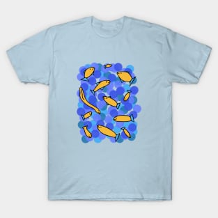 Colorful Cute Yellow Fish Pattern T-Shirt